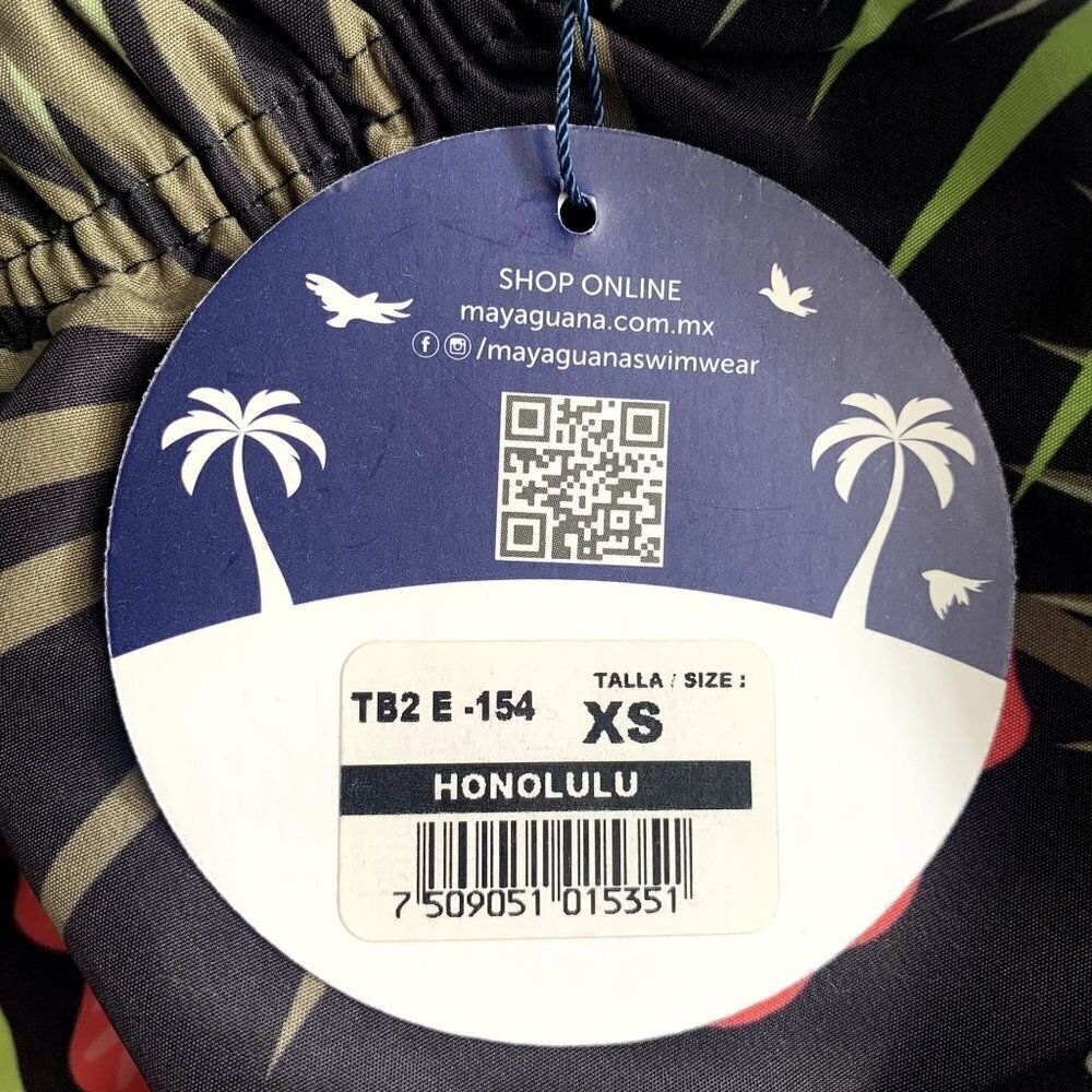 Mayaguana Honolulu Boys Youth Swim Trunks NEW SZ XS (8/10?) Black Red Floral - Picture 5 of 11